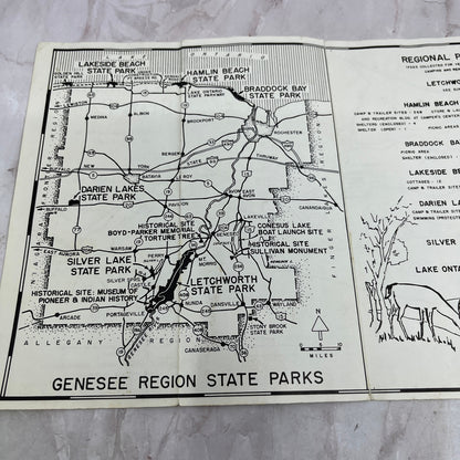 1969 Letchworth State Park Guide Map Castile NY TH9-TM1