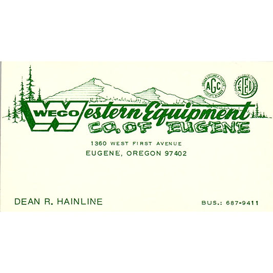 Western Equipment Co of Eugene Dean R. Hainline Eugene OR Business Card SB4-B4