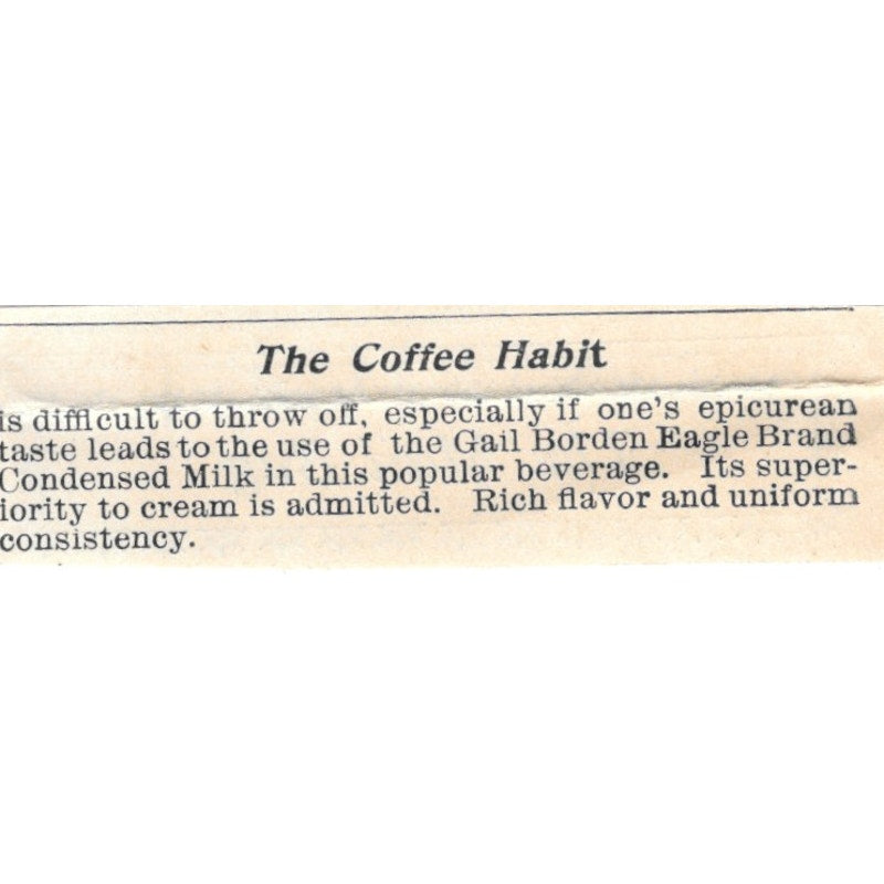 The Coffee Habit Borden Eagle Brand Condensed Milk 1894 Ad AB6-S7