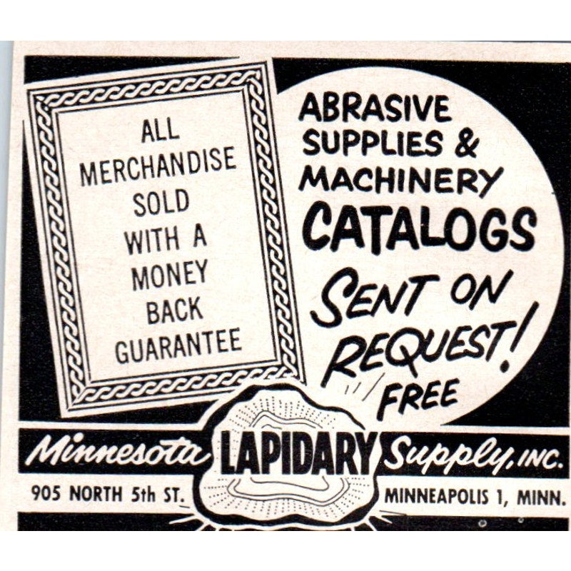 Minnesota Lapidary Supply Inc Minneapolis 1964 Magazine Ad AB6-M1