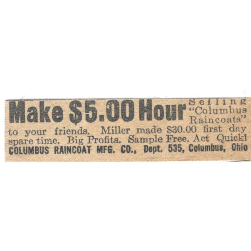 Columbus Raincoat Mfg Co Columbus Ohio 1920 Ad AG2-S2