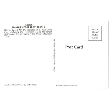 AIR US Handley Page Jetstream 3 Vintage Postcard PC3