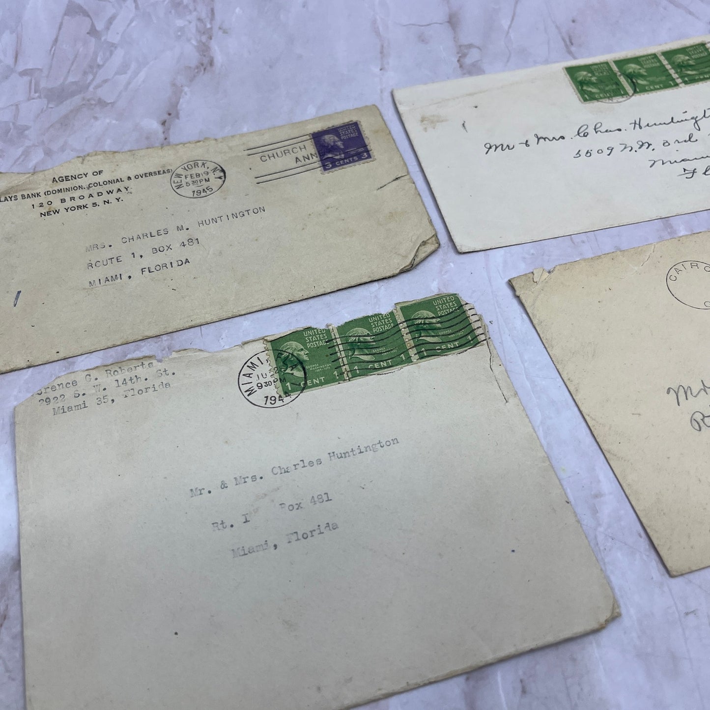 1940s Lot of Charles M. Huntington Miami FL Postal Cover Envelopes TI5-E-10