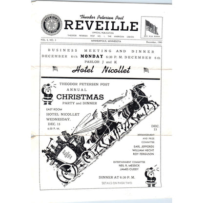 1943 Dec Theodor Peterson Post Reveille Newsletter Minneapolis MN D9