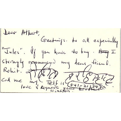 Triniven CA Winston Nanan Puerto Cabello Vintage Business Card SC9-B6