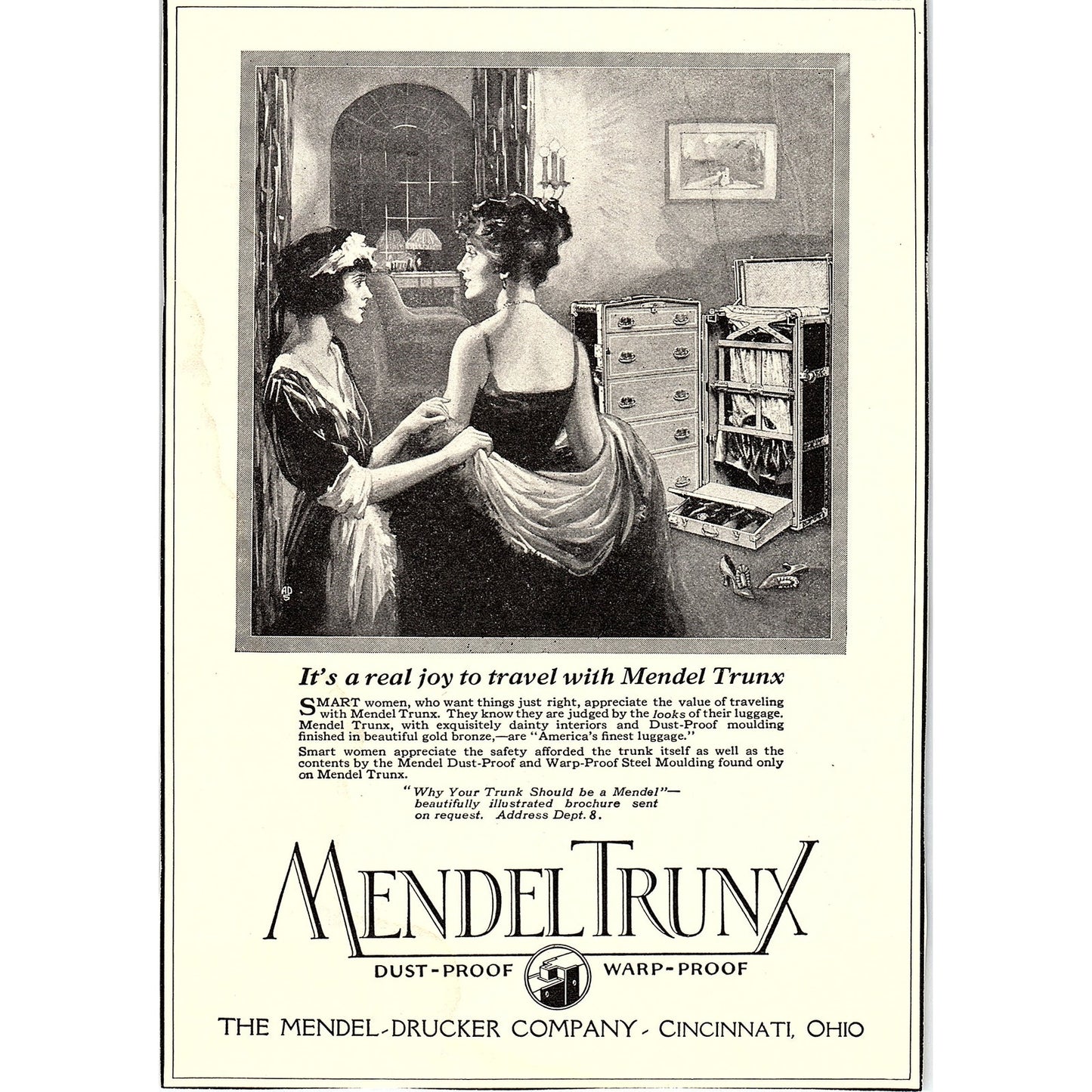 Mendel Trunx Trunks Mendel-Drucker Co Cincinnati OH c1920 Ad AF8-7