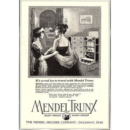 Mendel Trunx Trunks Mendel-Drucker Co Cincinnati OH c1920 Ad AF8-7