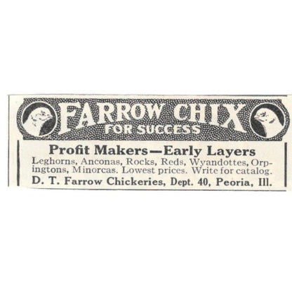Farrow Chix D.T. Farrow Chickeries Peoria IL 1924 Magazine Ad AF7-SS4