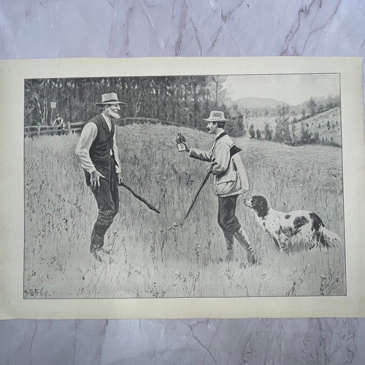 The Conciliator - Hunting Spaniel - Original 1904 A.B. Frost Art Print V14-3