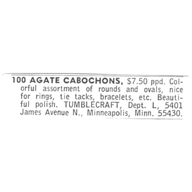 Tumblecraft Agate Cabochons Minneapolis MN 1972 Ad AF8-S19