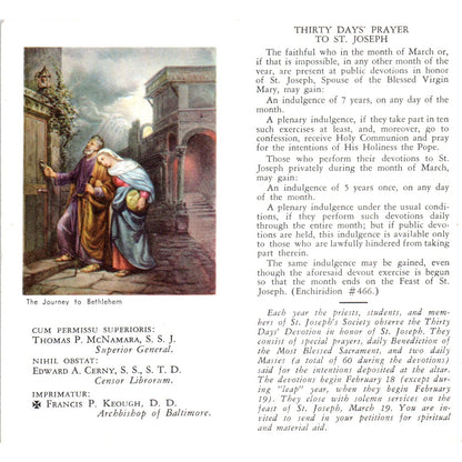 Thirty Days' Prayer to St. Joseph Vintage Catholic Prayer Leaflet TH2-PC2