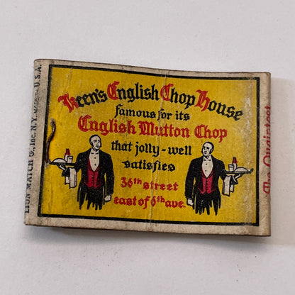 Keen's English Chop House 36th St NY Vintage Matchbook Cover TB8-MB3-7