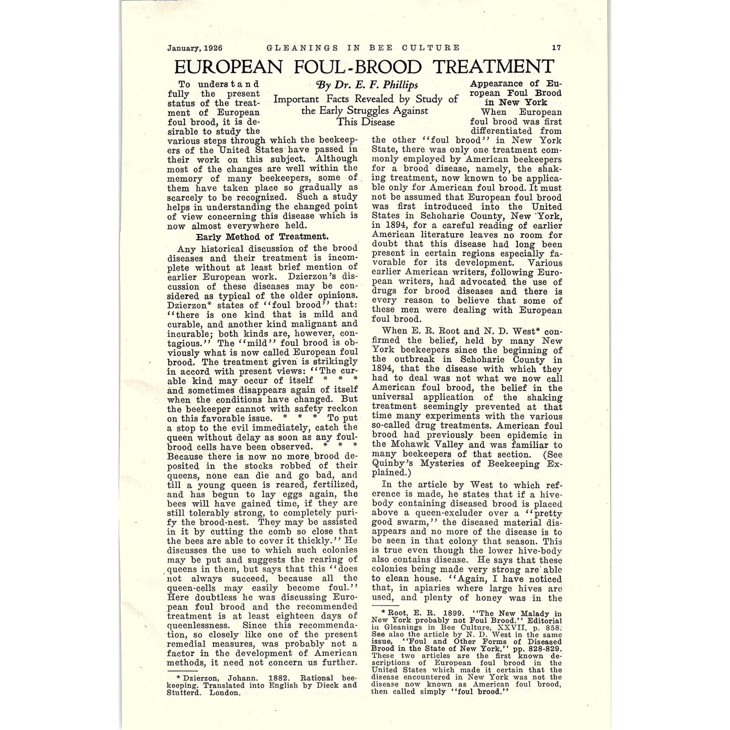 European Foul-Blood Treatment Dr. E.F. Philips Beekeeping 1926 Article AG3-9