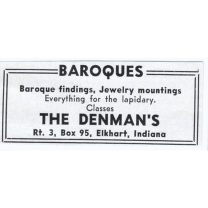 The Denman's Baroques Elkhart Indiana 1964 Magazine Ad AB6-S9