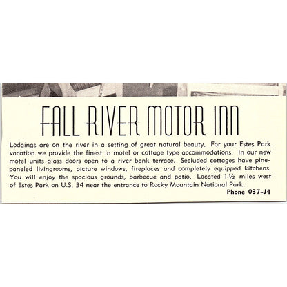 Sunset Motel on the Fall River Estes Park CO 1958 Ad AG1-M3