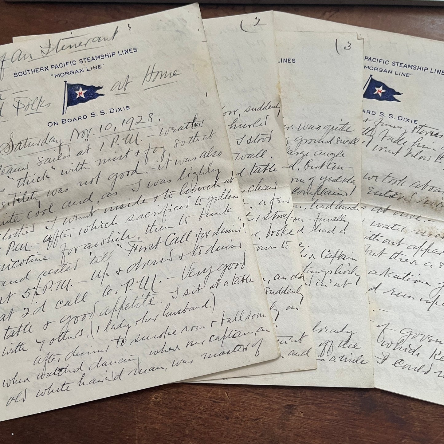 1928 Southern Pacific Steamship Morgan Line SS Dixie Handwritten Letter AF4