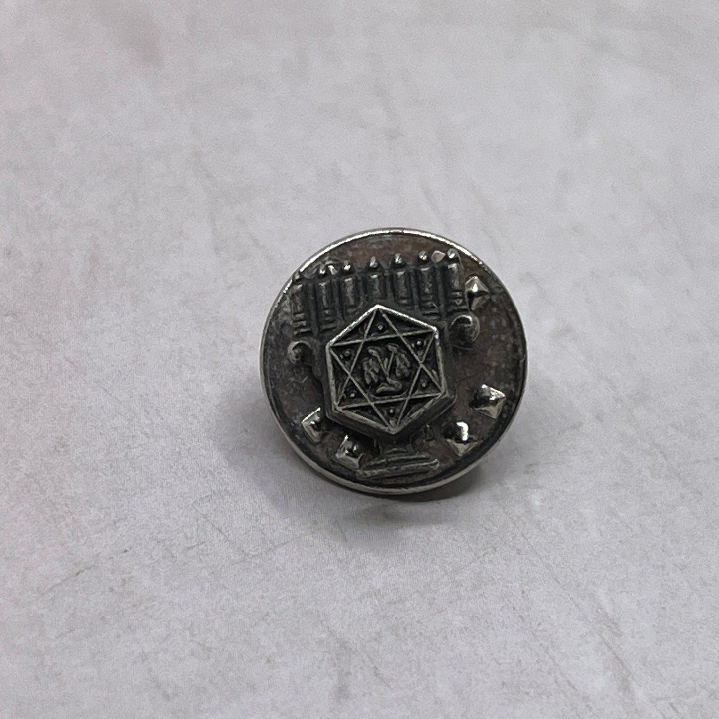 Vintage Judaica Jewish Star of David Menorah Small Metal Pin Pinback SF4