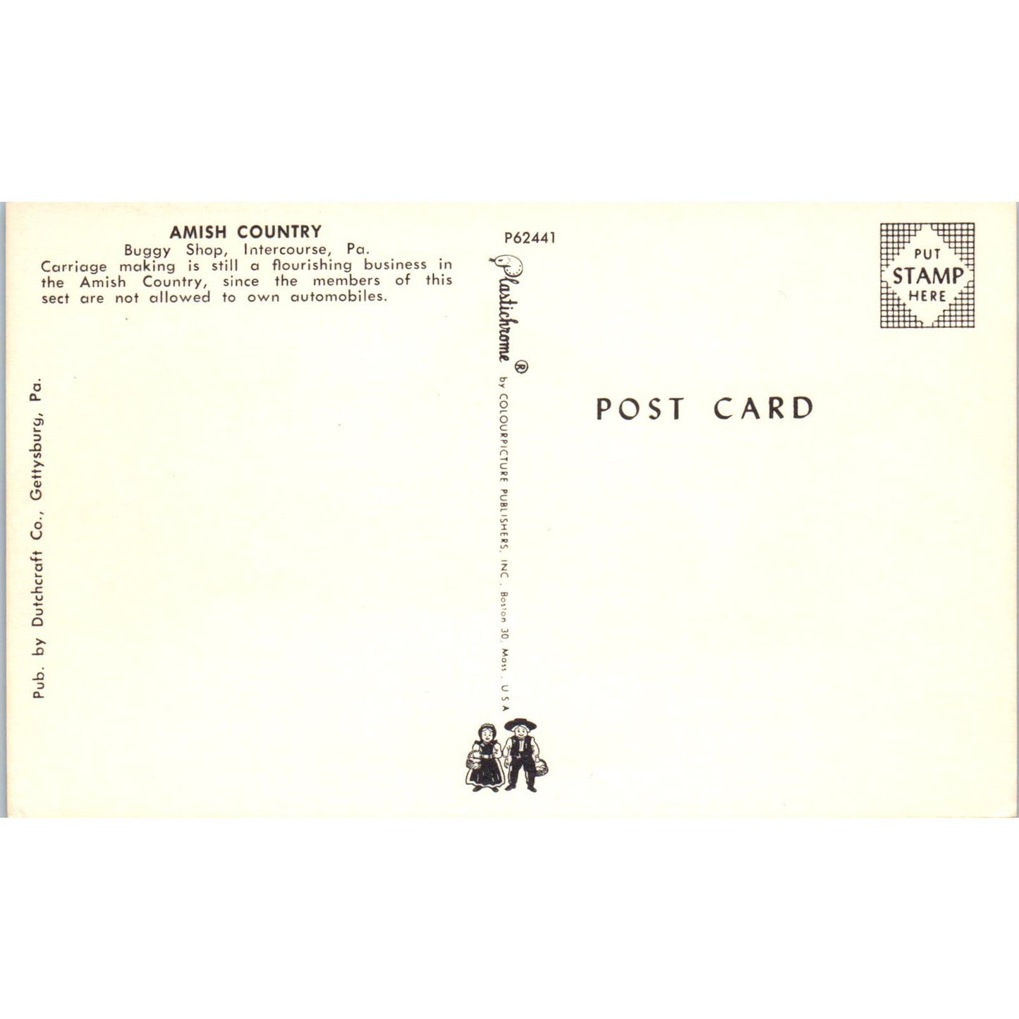 Amish Buggy Shop Intercourse Pennsylvania Dutch Country Postcard PD7