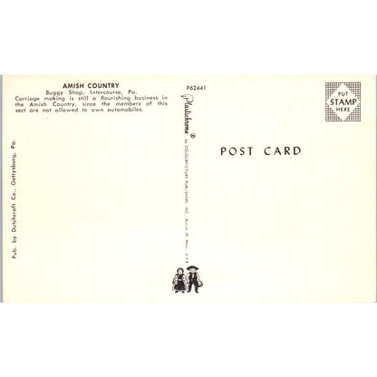 Amish Buggy Shop Intercourse Pennsylvania Dutch Country Postcard PD7