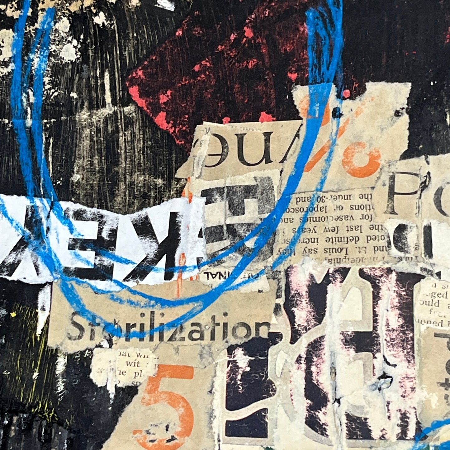 Original Grunge Minimalist Modern Art Collage Painting 8.5x11 "Homiliary" Signed