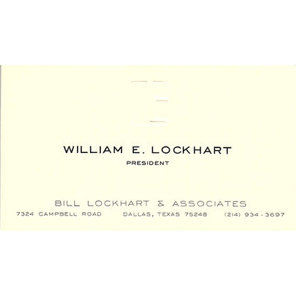 Bill Lockhart & Associates William Lockhart Dallas TX  Business Card SB4-B9