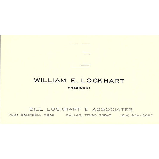 Bill Lockhart & Associates William Lockhart Dallas TX  Business Card SB4-B9