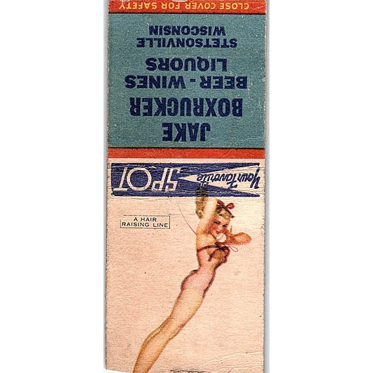 Jake Boxrucker Stetsonville WI Pinup Vintage Matchbook Cover SF3-Y9