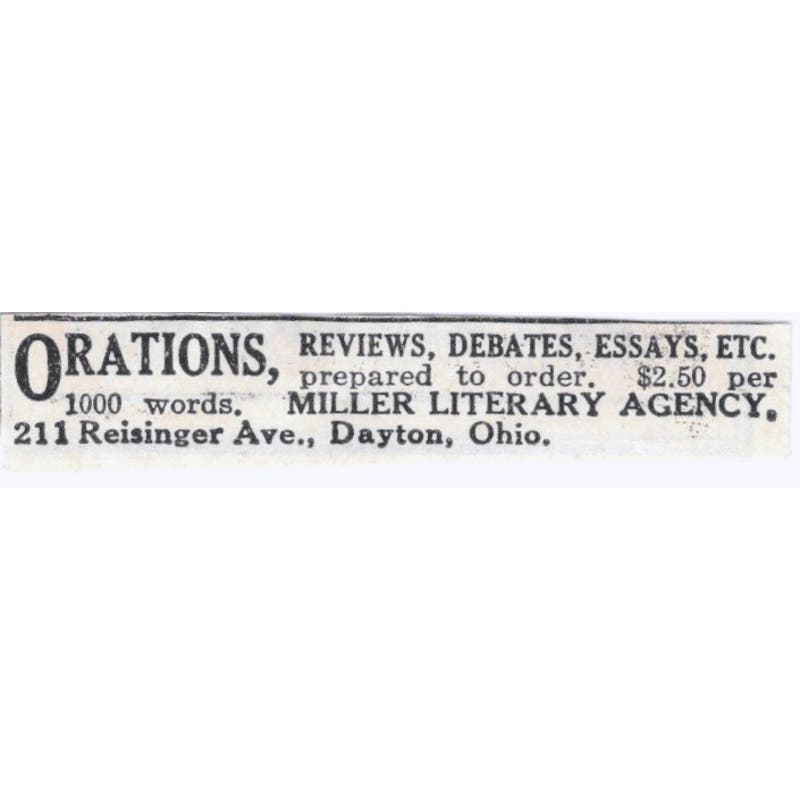 1931 Miller Literary Agency Orations Dayton OH Original Advertisement AE5-SA2