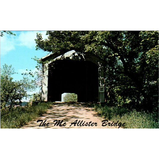 McAllister Bridge Little Raccoon Creek Rockville IN Covered Bridge Postcard PC2
