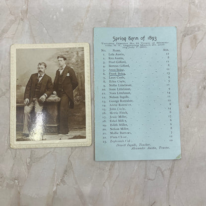 1893 Masonville NY School Roster & Photo of Frank Boice AE7