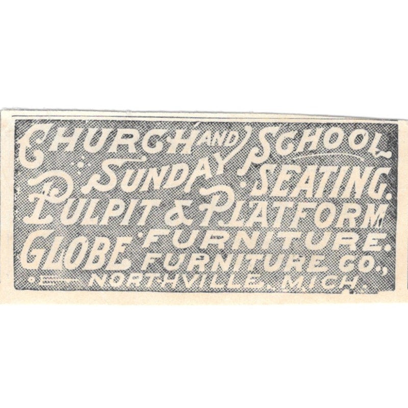 Church and School Seating Globe Furniture Co Northville MI 1894 Ad AB6-S7