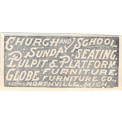 Church and School Seating Globe Furniture Co Northville MI 1894 Ad AB6-S7