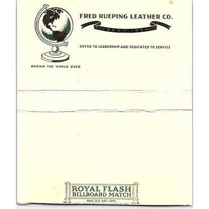 1954 Fred Rueping Leather Co 100th Anniversary Fond Du Lac Matchbook TB6-MB2-13