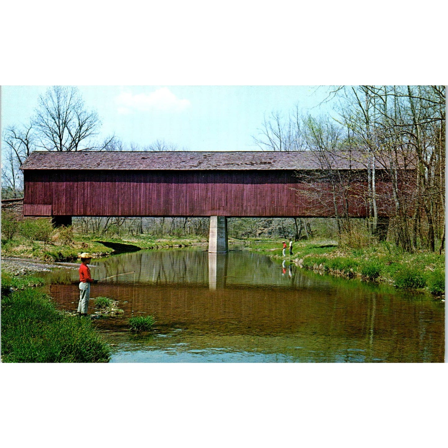 Covered Bridge at Parsonfield Porter ME Vintage Covered Bridge Postcard PC17