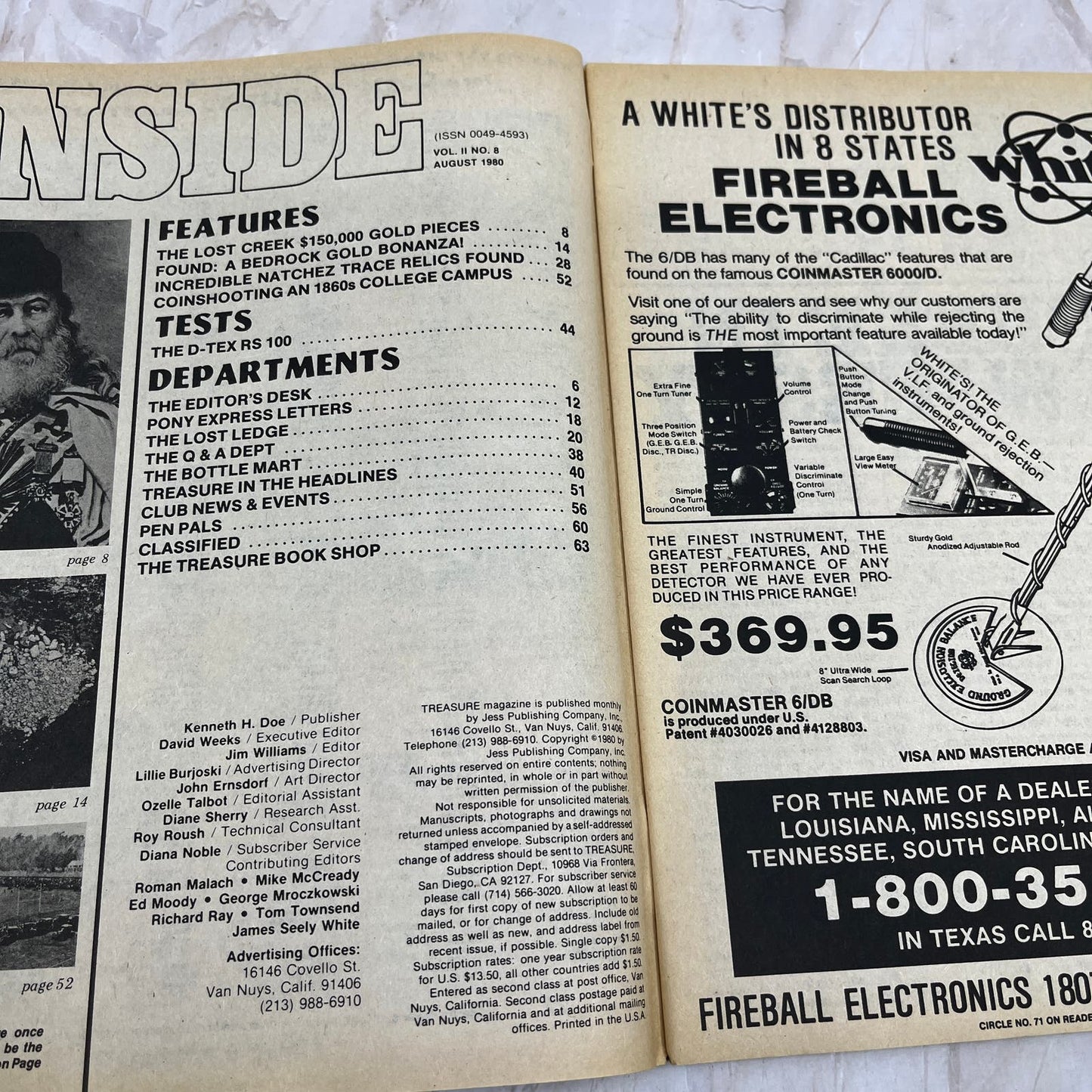 1980 Aug - Treasure Magazine - Treasure Hunting Metal Detecting Gold Coins M10