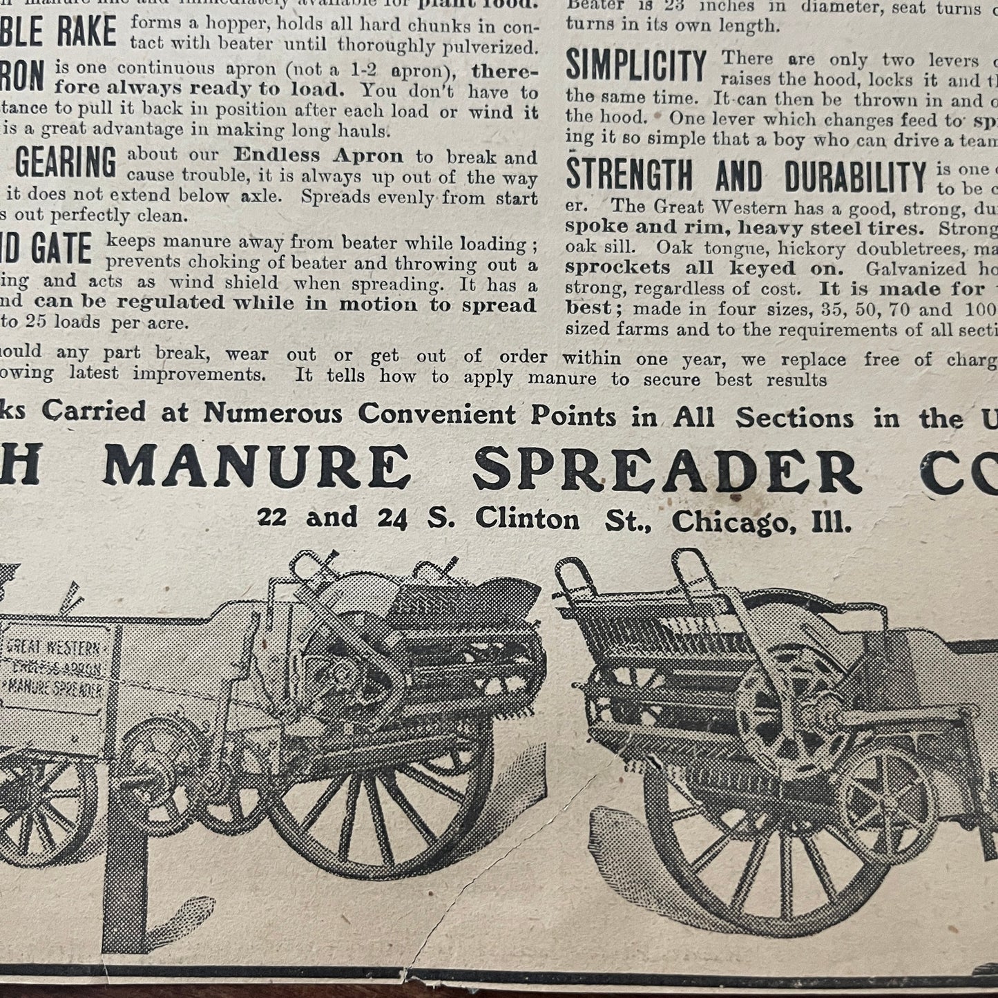 Smith Manure Spreader Co Endless Manure Spreader Chicago 1905 Magazine Ad FL6-11