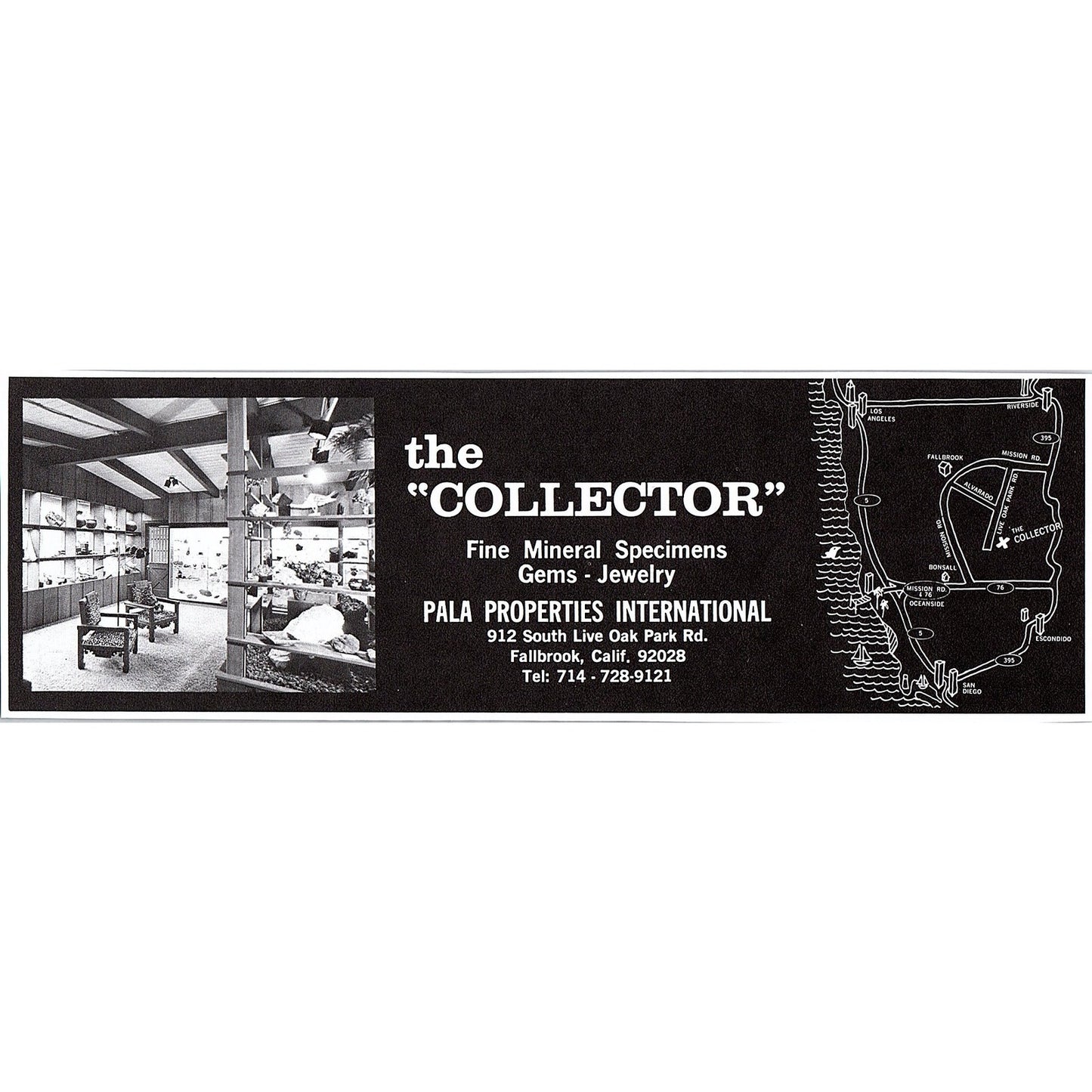 Pala Properties International Fine Mineral Specimens Fallbrook CA 1972 Ad AF8-2