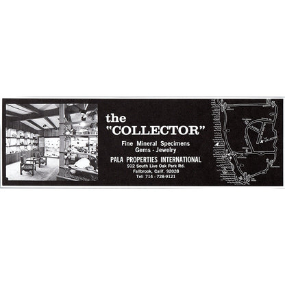 Pala Properties International Fine Mineral Specimens Fallbrook CA 1972 Ad AF8-2