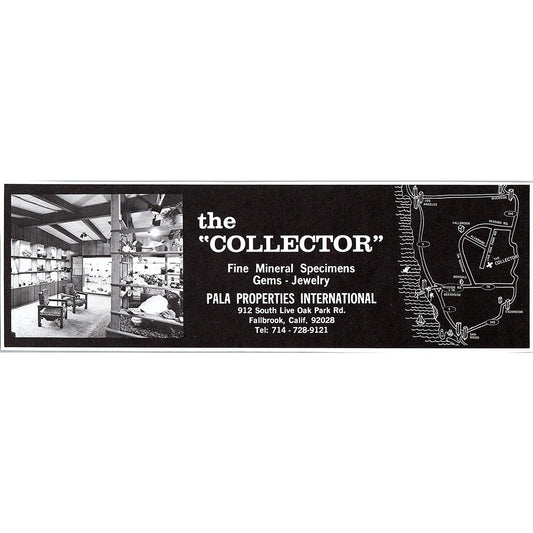 Pala Properties International Fine Mineral Specimens Fallbrook CA 1972 Ad AF8-2