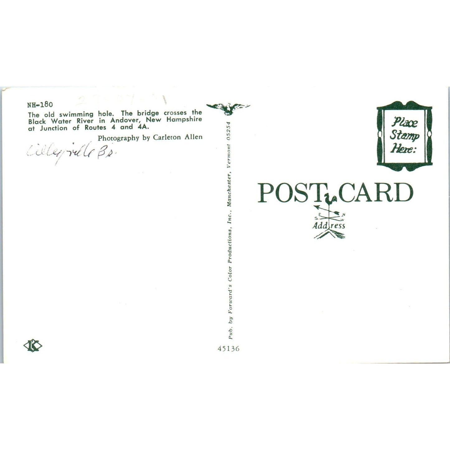 Black Water River Bridge Andover NH Covered Bridge Postcard PC4