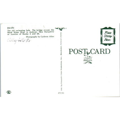 Black Water River Bridge Andover NH Covered Bridge Postcard PC4