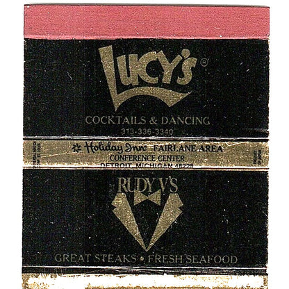 Lucy's Cocktails, Rudy's Steaks Detroit MI Vintage Matchbook TB6-MB2-7