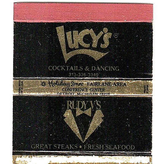 Lucy's Cocktails, Rudy's Steaks Detroit MI Vintage Matchbook MM4-10