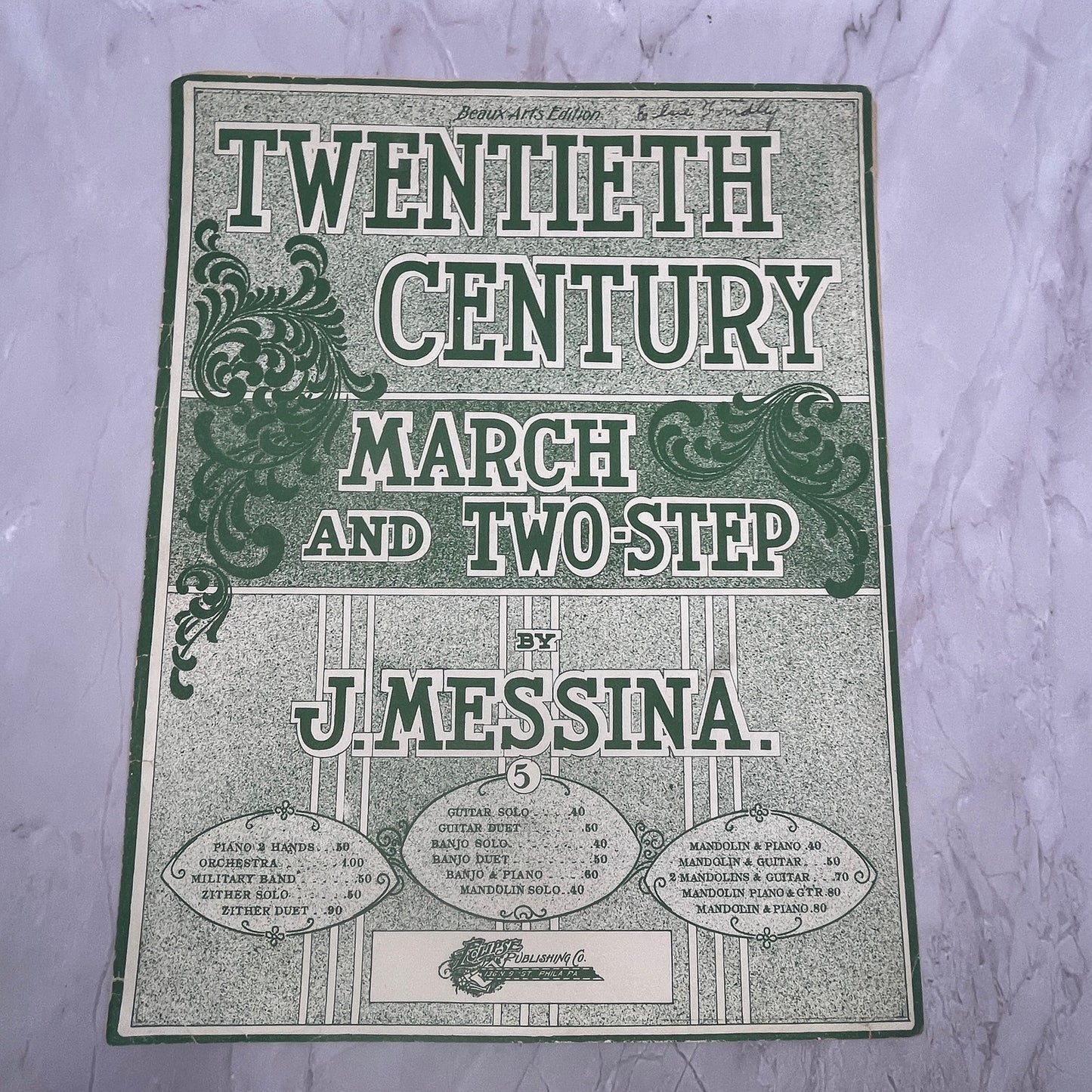 Twentieth Century March & Two Step J. Messina 1900 Sheet Music V15