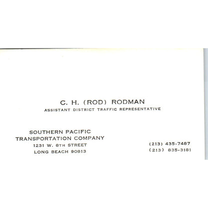 C.H. Rod Rodman Southern Pacific Transportation Long Beach Business Card SD4-B4