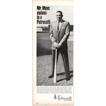 Vintage Petrocelli Clothes Willie Mays Giants MLB Baseball Magazine Ad 5x13 V1-1