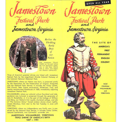 Jamestown Festival Park Jamestown VA Vintage Travel Brochure TH2-TB5