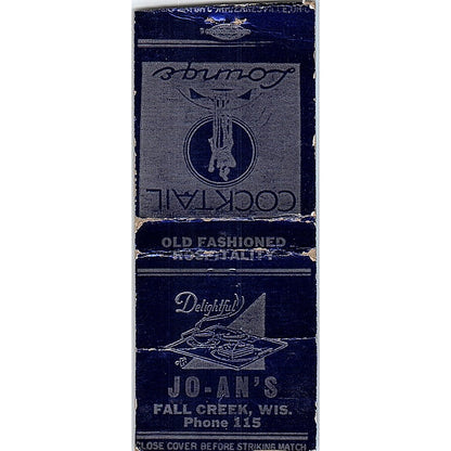 Jo-An's Lounge Fall Creek WI Vintage Matchbook Cover SF3-Y7