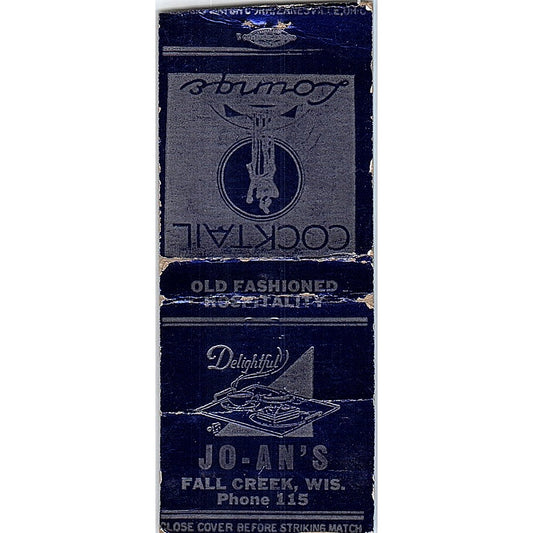 Jo-An's Lounge Fall Creek WI Vintage Matchbook Cover SF3-Y7