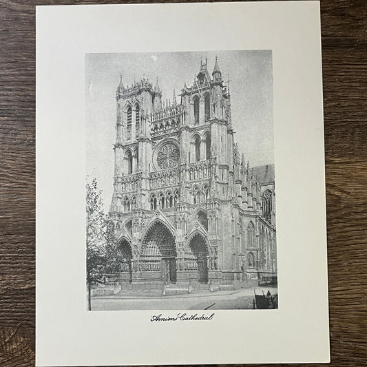 Amiens Cathedral Black and White Photo Print 8x10 Vintage Art Print V3